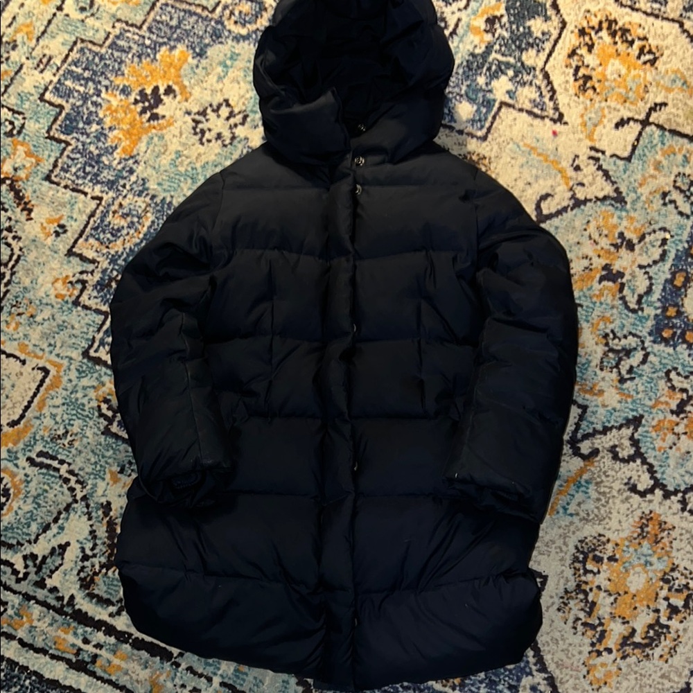 Navy Hooded Puffer Coat Jacket by Crewcuts size 10 GUC